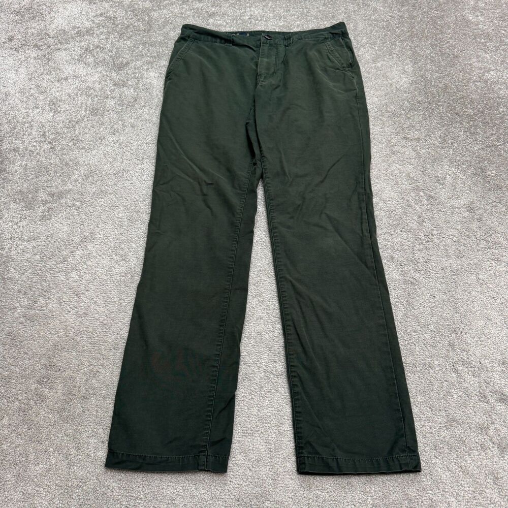 Roark Straight Leg Chino Pants Mens 32 Dark Green Zip Pocket Flat Front Casual